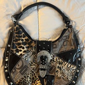 Vintage Cubic Brown Patchwork Shoulder Bag